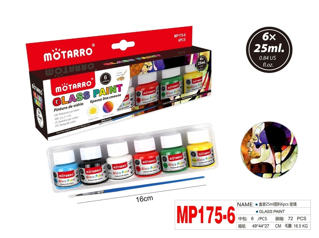Glass Paint Set of 6X25ml