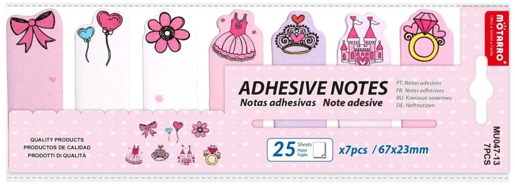 Notes Sticky Set  25 Sheets 26x89mm Plus 4 Pads 67x23mm  Fashion