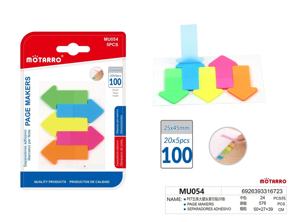 Sticky Notes Arrow Index 100SH   5 Assorted Color    3394-2