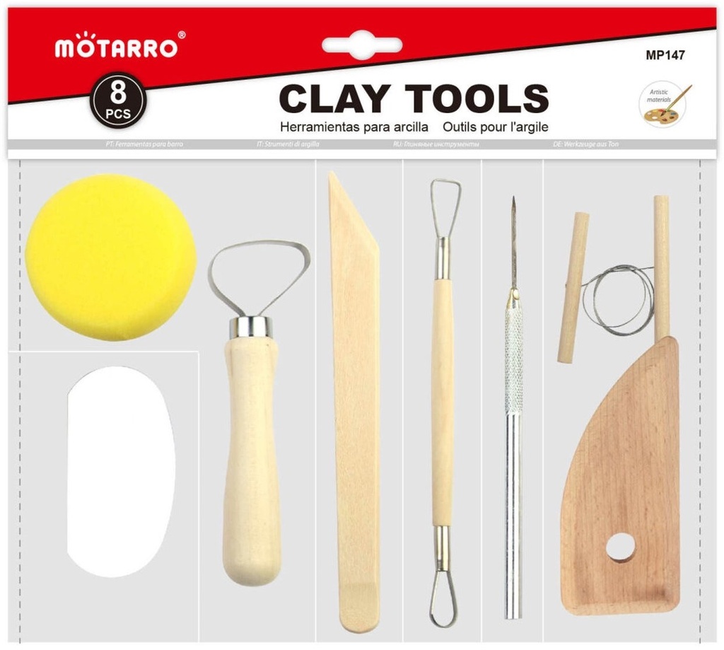 Pottery Tools Kit for Clay and  Sculpting 8 pcs