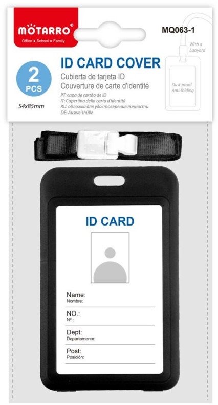 Holder ID Card with Lanyards Vertical 85x54mm Black