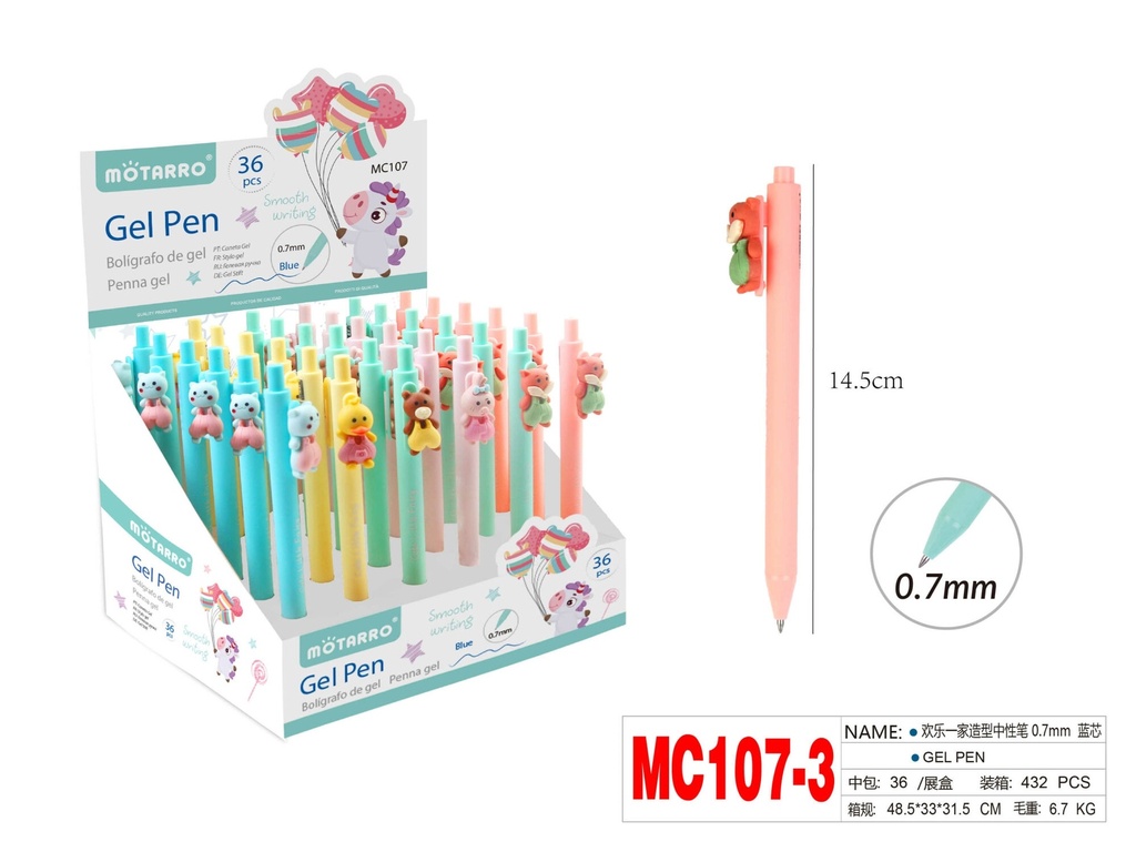 Fancy Pen Gel Cap Off 0.7 mm Blue     Happy Family