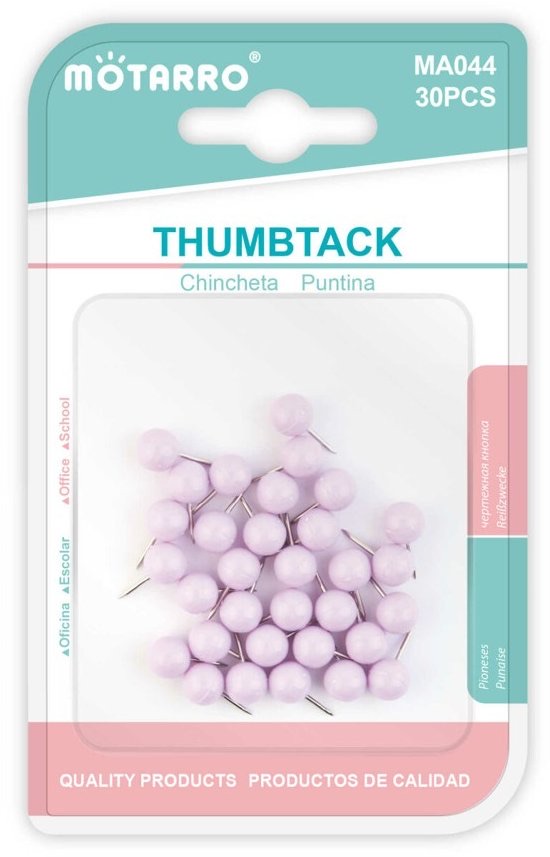 Pin Push  30 Pieces Rounded    Purple Pastel