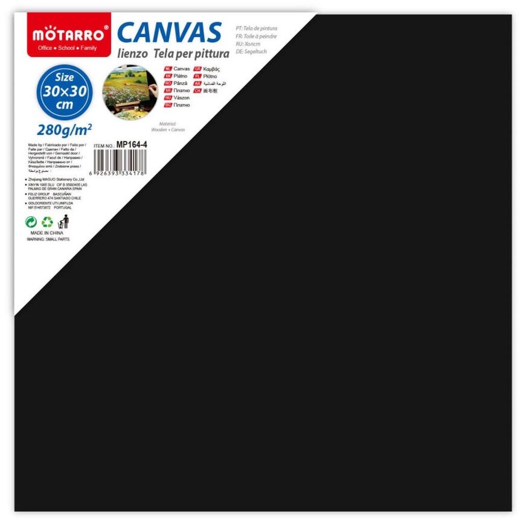 Stretched Canvas - 30x30x1.6 cm 280 Gsm - Black