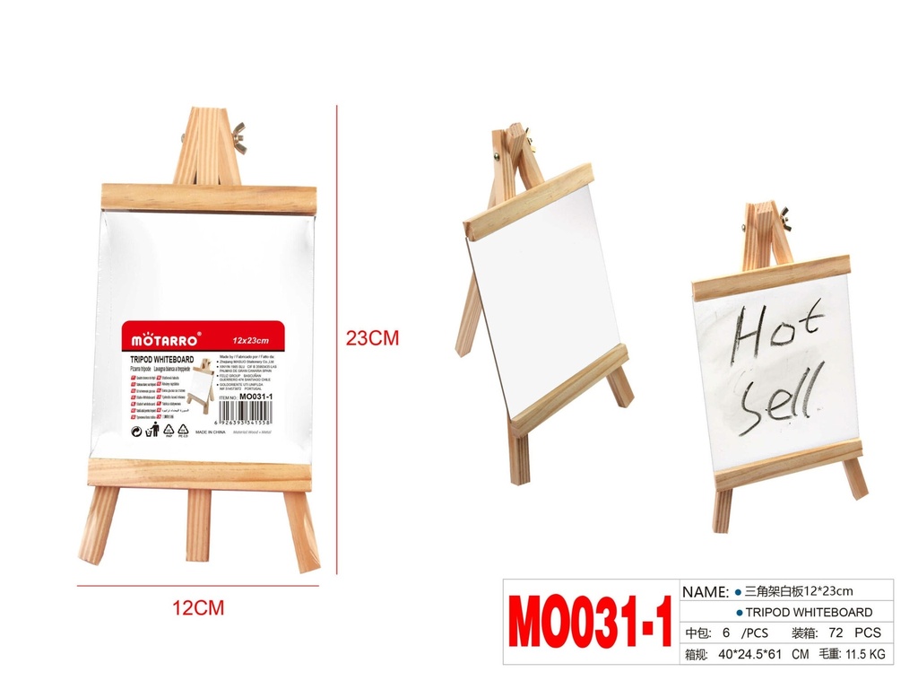 Whiteboard with Woden Easel 12X23cm