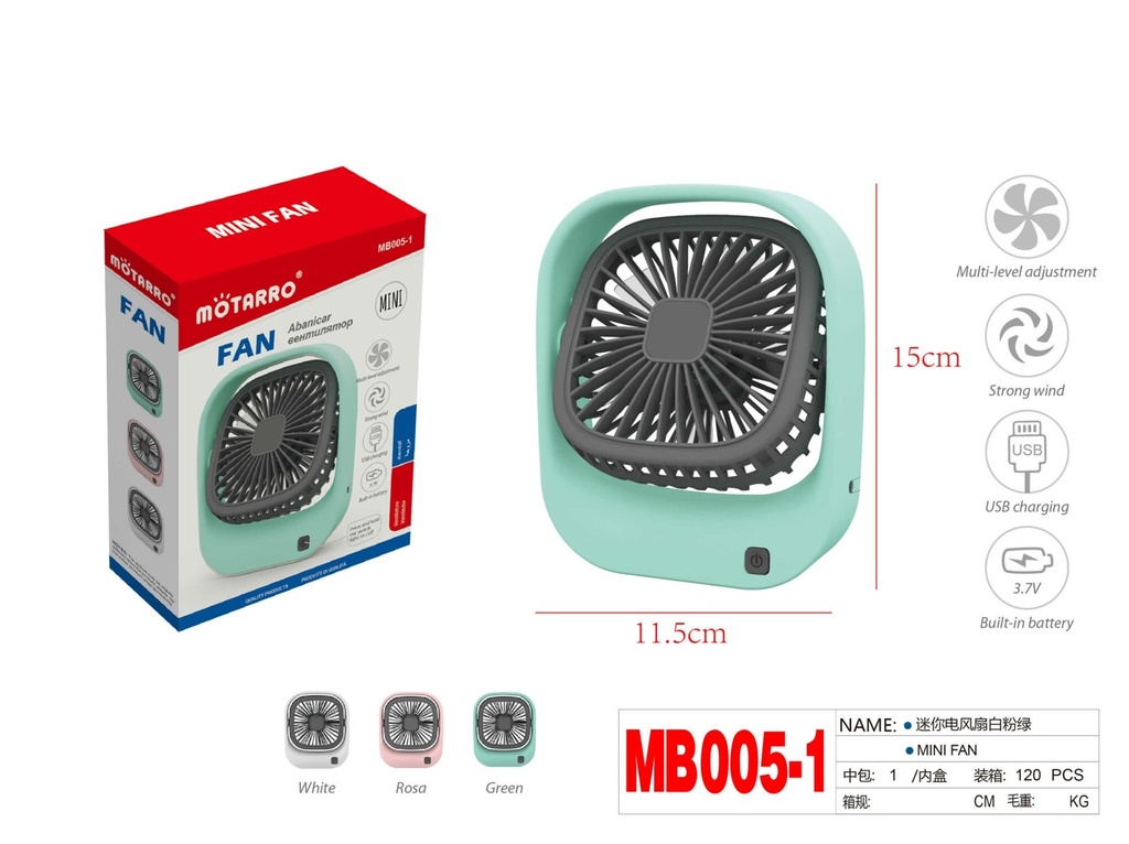 Mini Fan Electric    11.5CM   Assorted 
