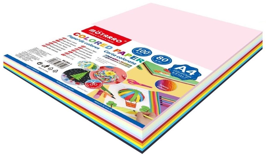 Colored Paper  80Gsm    A4 100 Sheet assorted color    