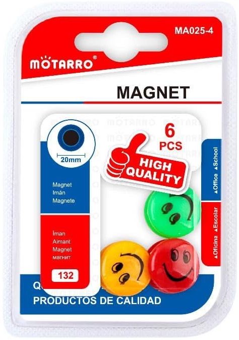 Signal Magnetic with Smile face    Round  20 mm  Assorted Set of 6 pcs