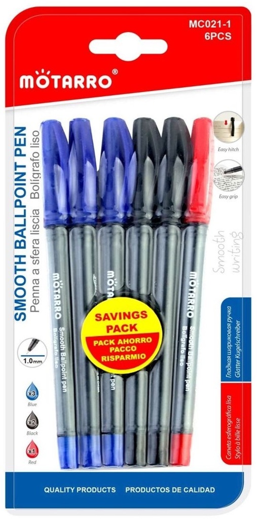 Pen Ball Point  Cap Off 1.0 mm   MC021-1 Set of 4 Assorted