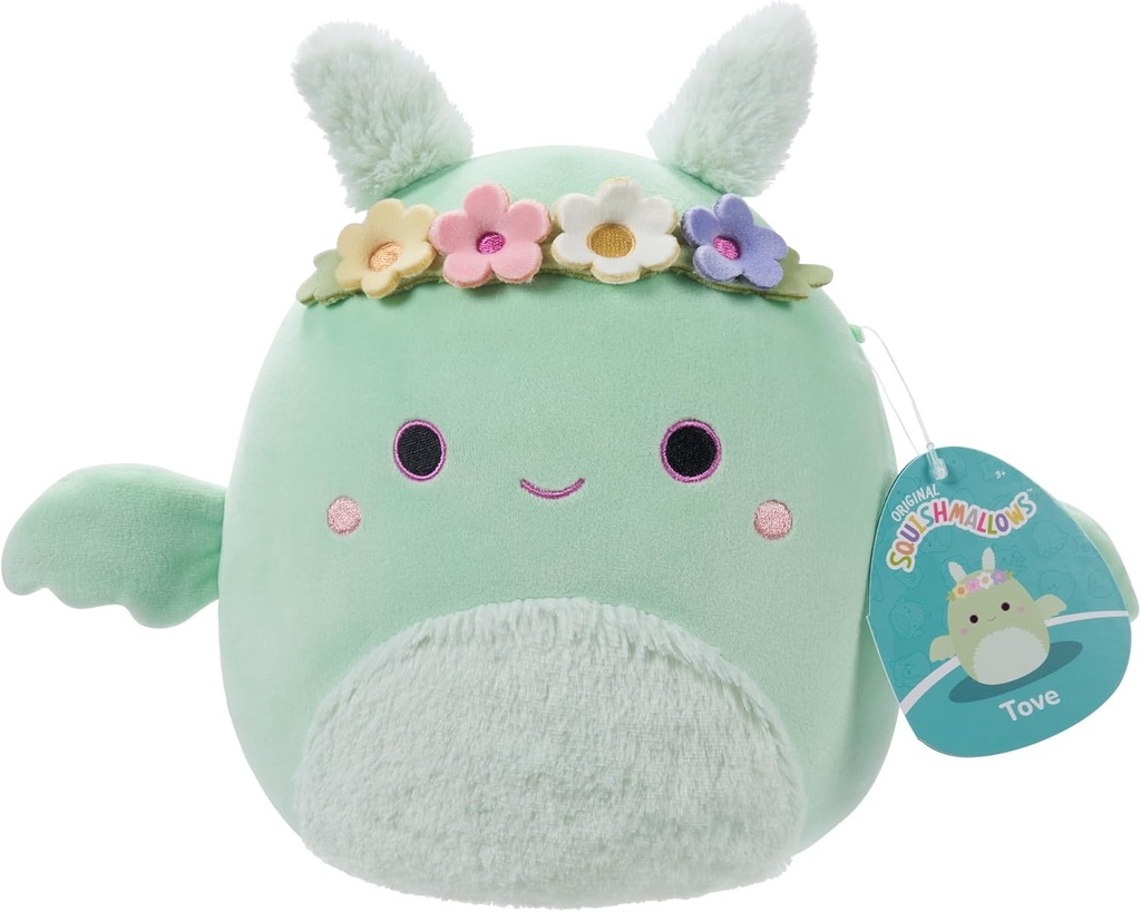 Squishmallows 7.5 " Plush - Tove - Mint Green Mothman W/Flower Crown And Fuzzy Belly