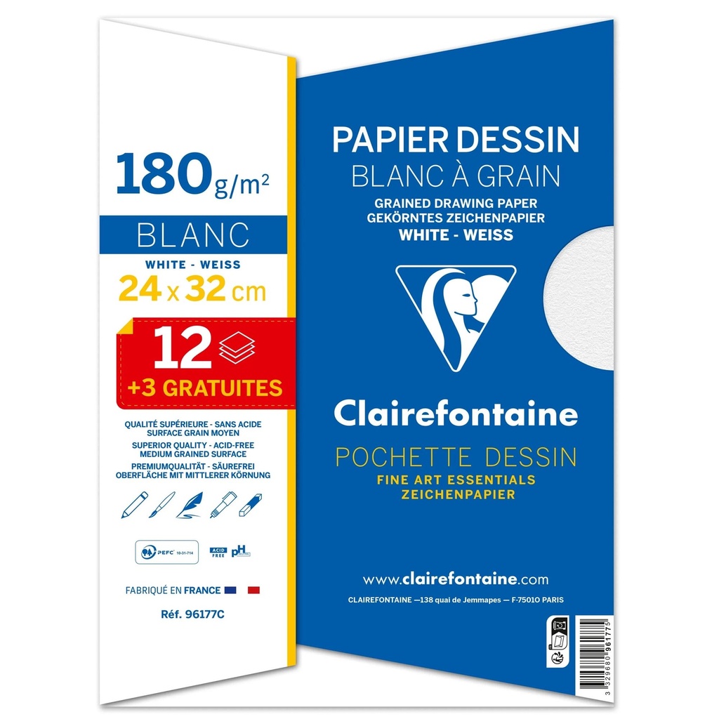Drawing Paper 180Gsm Grain 24X32Cm Packt Of 15Sh 