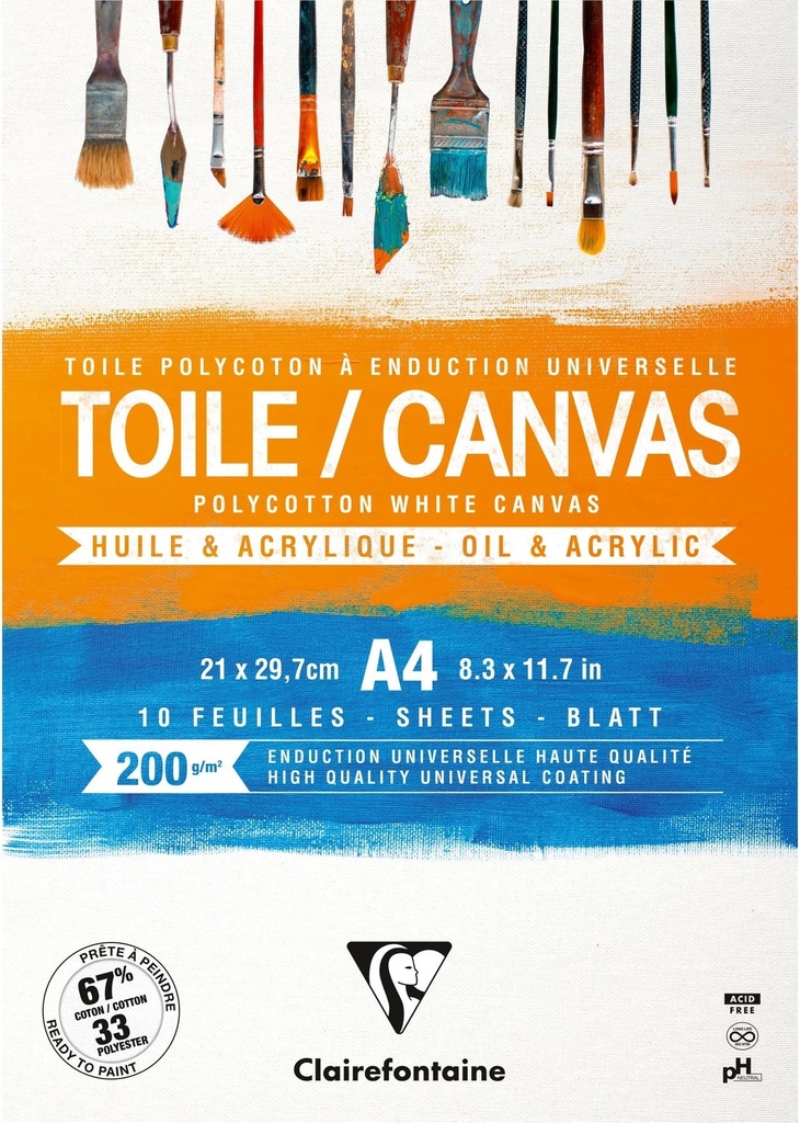 Canvas Pad A4 10 Sh 200G White Polycotton - Cosmos 