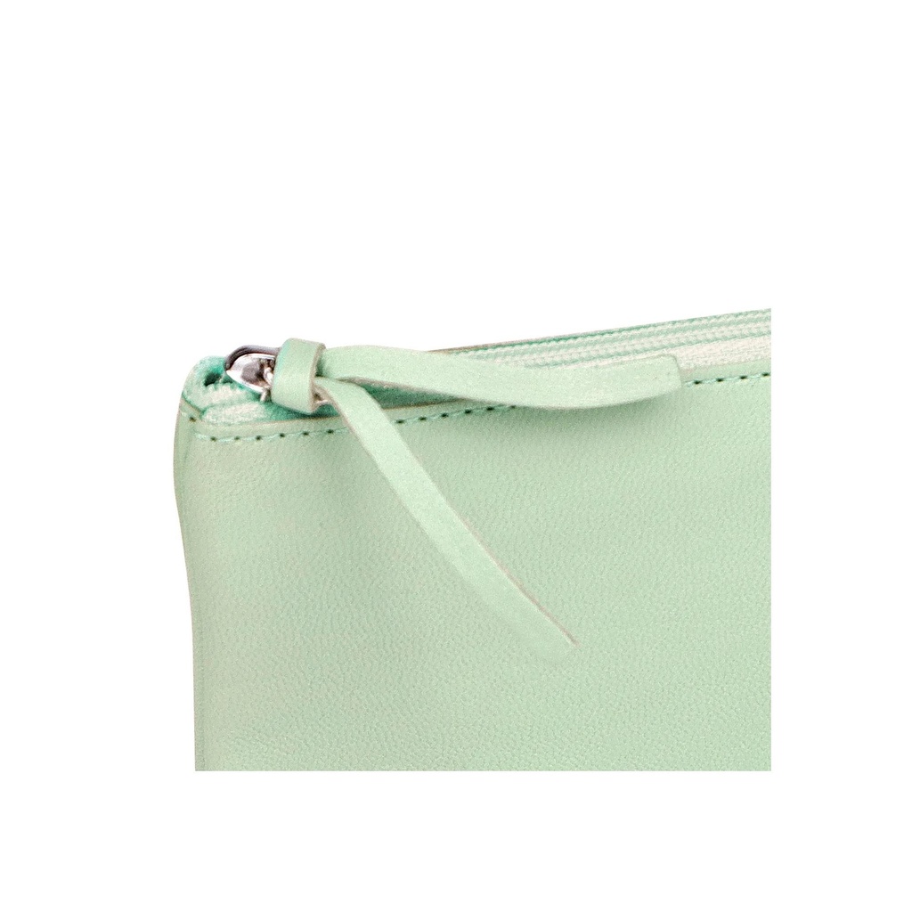 Pencil Case Flat Pocket Leather 22X11 Cm Pistachio Green