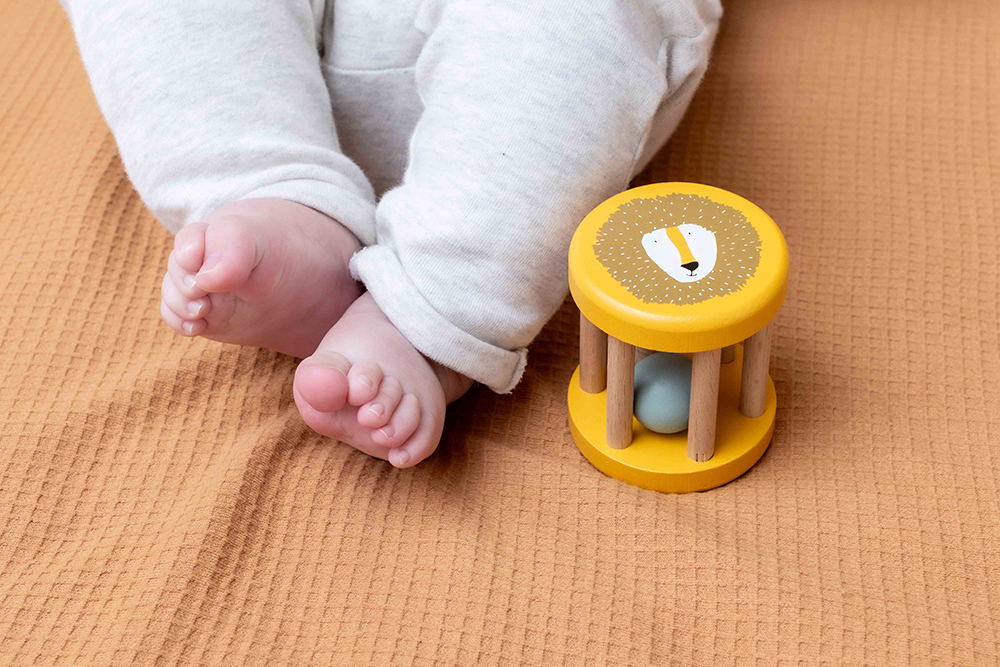 Wooden Rolling Rattle - Mr. Lion