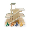 Wooden car park with accessories
