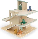 Wooden car park with accessories