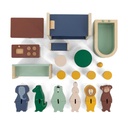 Wooden play house with accessories