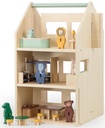 Wooden play house with accessories