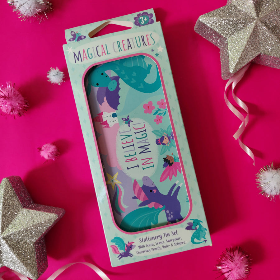 First Stationery Tin Set - Magical Creatures
