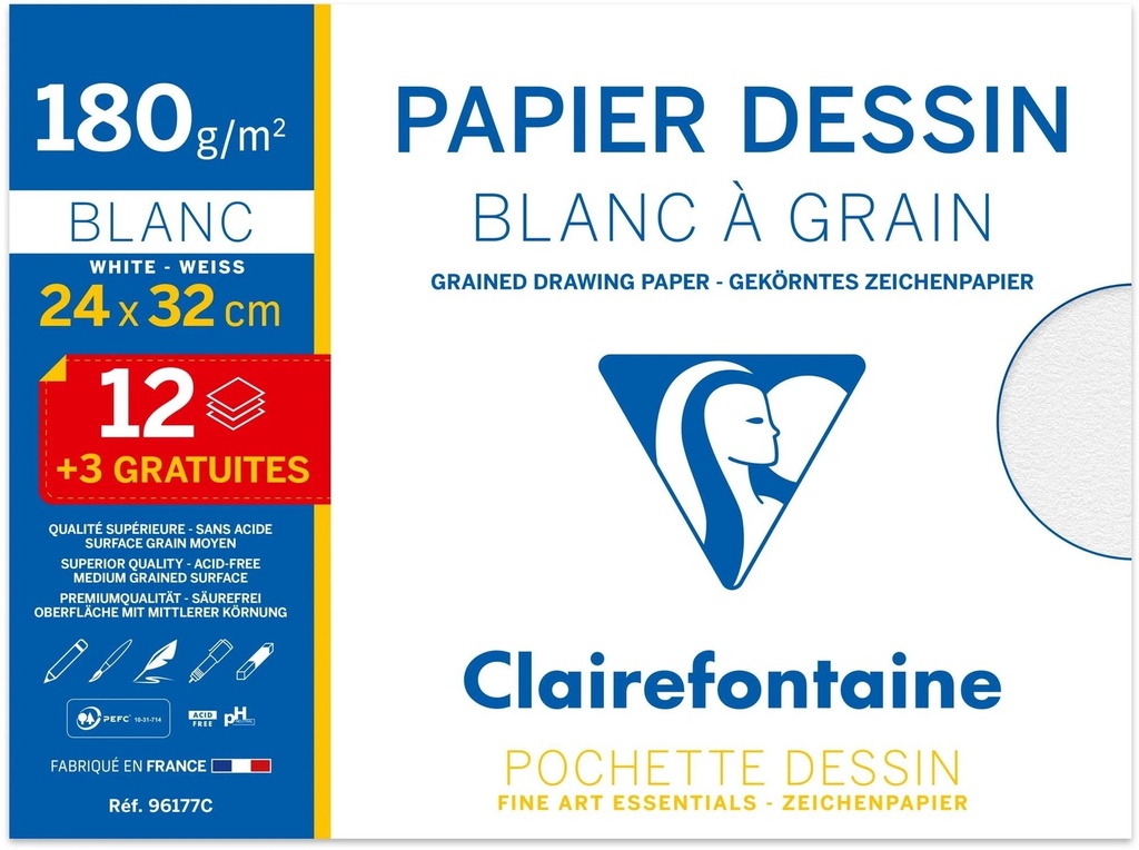 Drawing Paper 180Gsm Grain 24X32Cm Packt Of 15Sh 