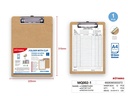 Clipboard Wooden Metal Clip with Rubber Edge A4