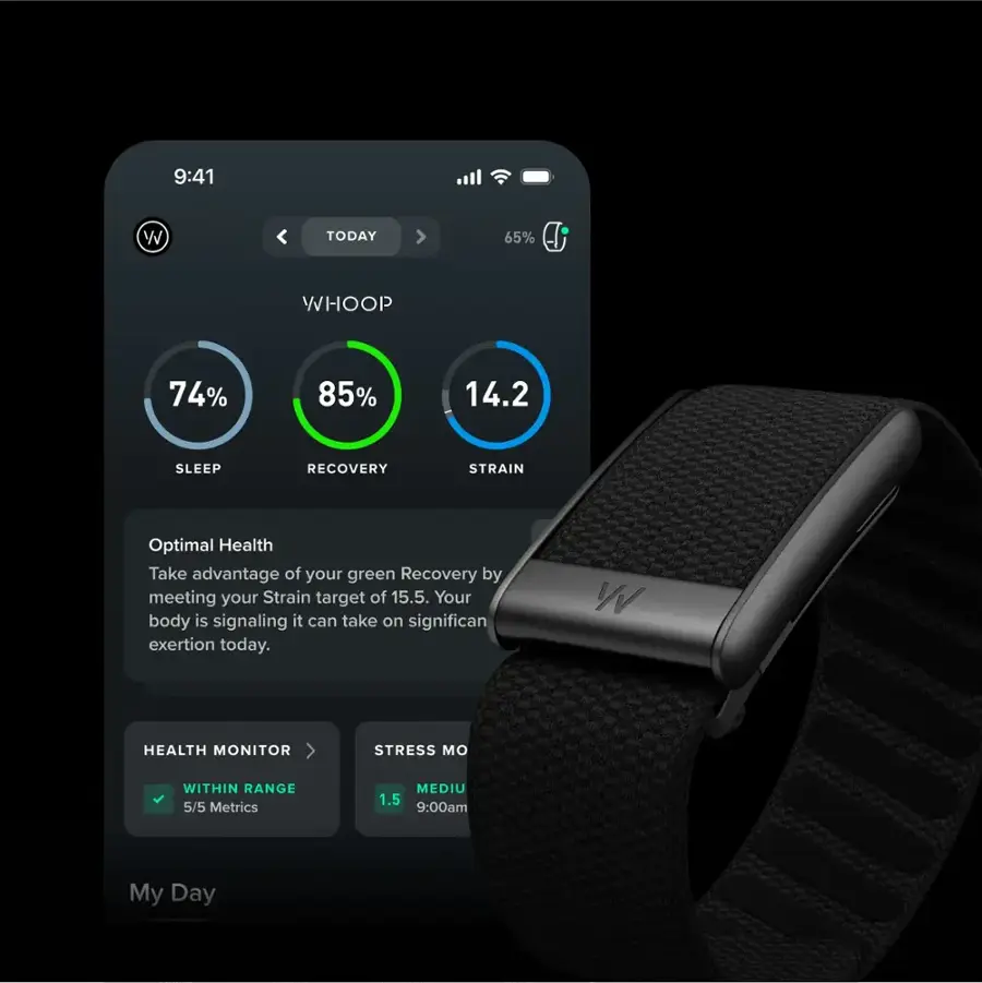 WHOOP 5.0 Peak with 12-Month Membership - 24/7 Activity Tracker - Obsidian