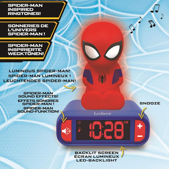 Spiderman Alarm Clock With Night Light 3D Design