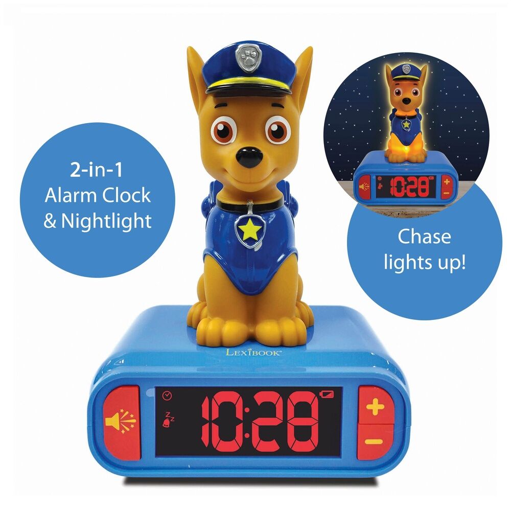 Paw Patrol 3D Alarm Clock W/Night Light And Sound Effects