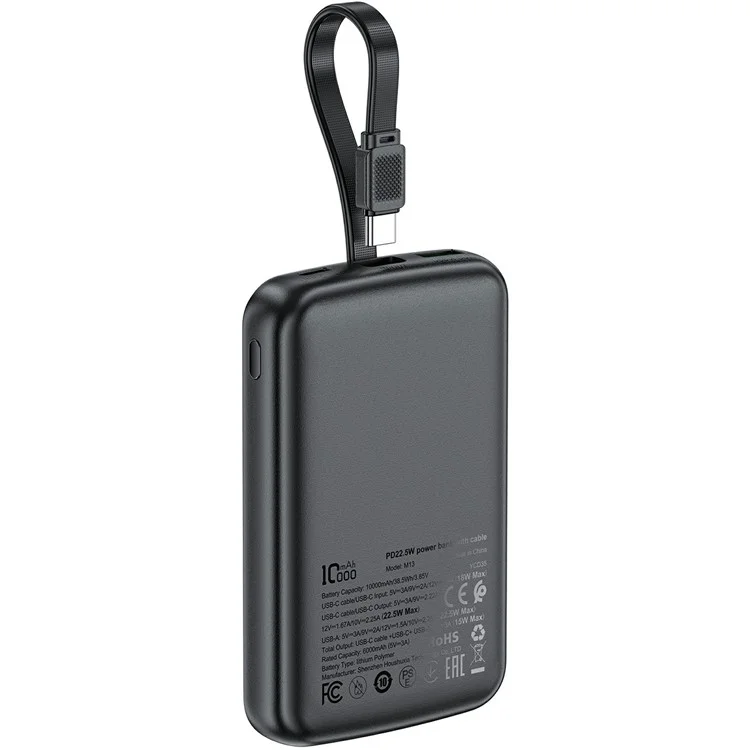 ACEFAST M13-10000 PD22.5W Power Bank With Cable