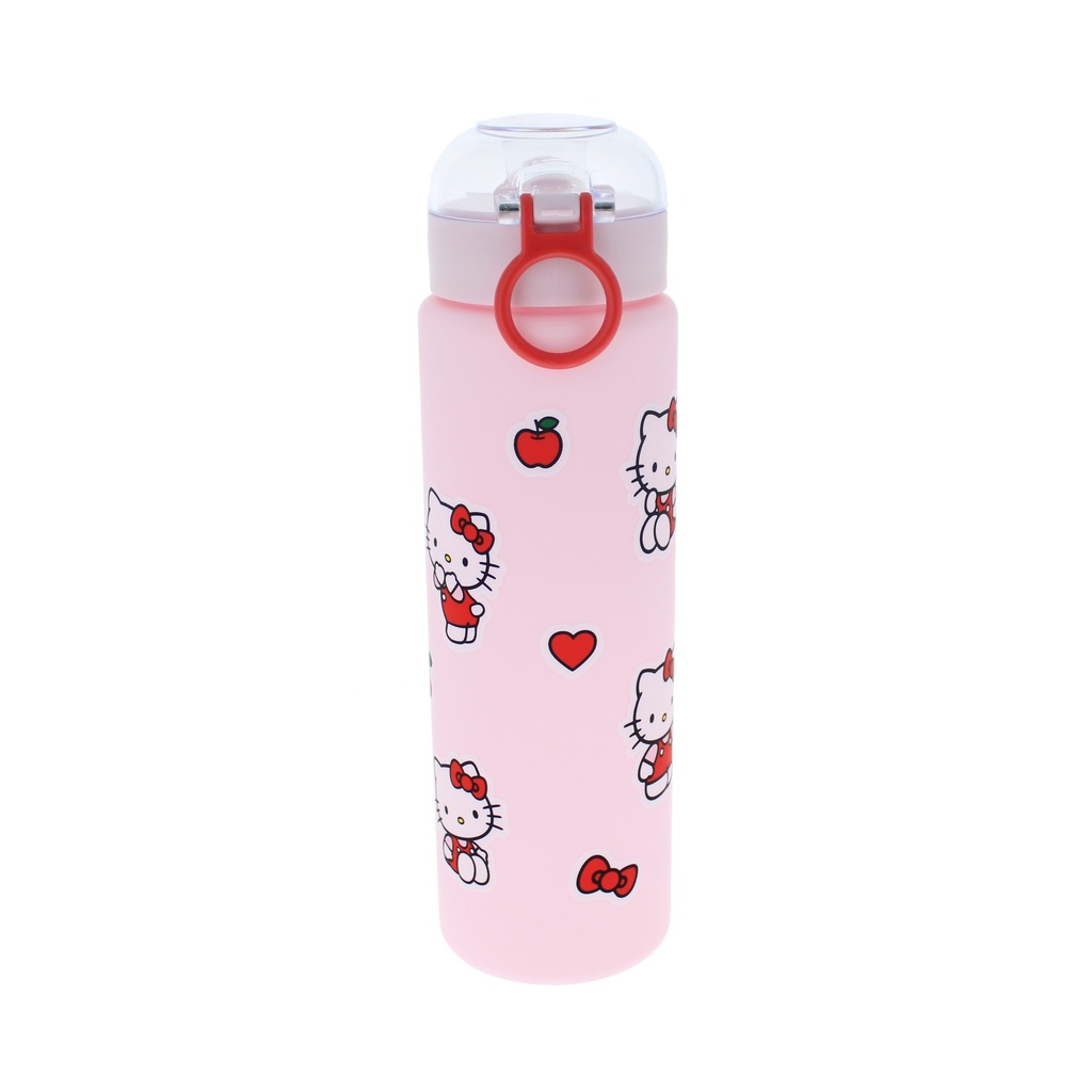 Plastic Water Bottle With Flip Style Lid With Straw Inside