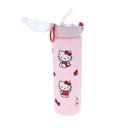 Plastic Water Bottle With Flip Style Lid With Straw Inside