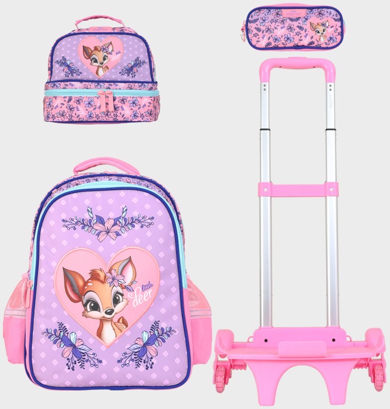 Trolly Backpack Little Dear 17" With Lunch Bag & Pencil Case Gb5504T