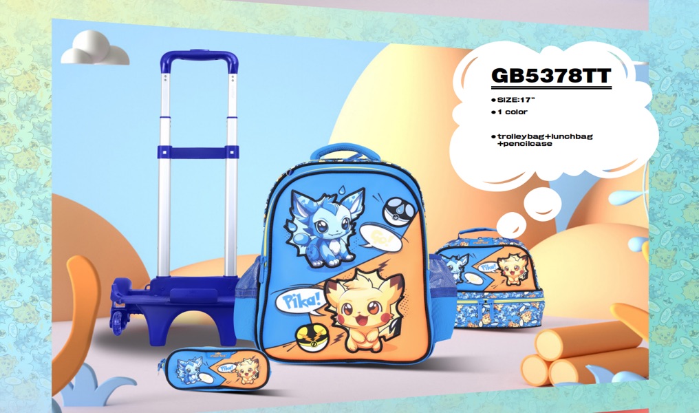 Trolly 3 Wheels Backpack Multi Comp Go Pika! 17"" & L.Bag, P.Case Set