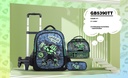 Trolly 3 Wheels Backpack Multi Comp Green Fighter 17"" & L.Bag, P.Case Set