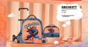 Trolly 3 Wheels Backpack Multi Comp Ninja Style 17"" & L.Bag, P.Case Set
