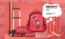 Trolly 3 Wheels Backpack Multi Comp Red Lady  17"" & L.Bag, P.Case Set
