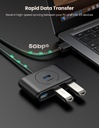Ugreen 4-In-1 Usb 3.0 Data Hub 1 Meter Cable (Black)