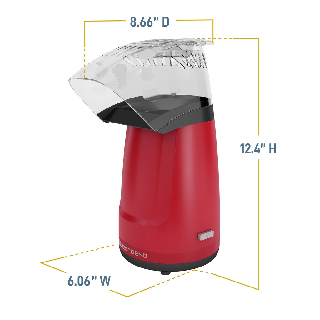 Air Crazy Hot Air Popcorn Maker 4Qt Red 