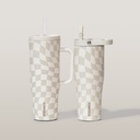 Gocup Xl W/ Straw 887Ml Checkerboard