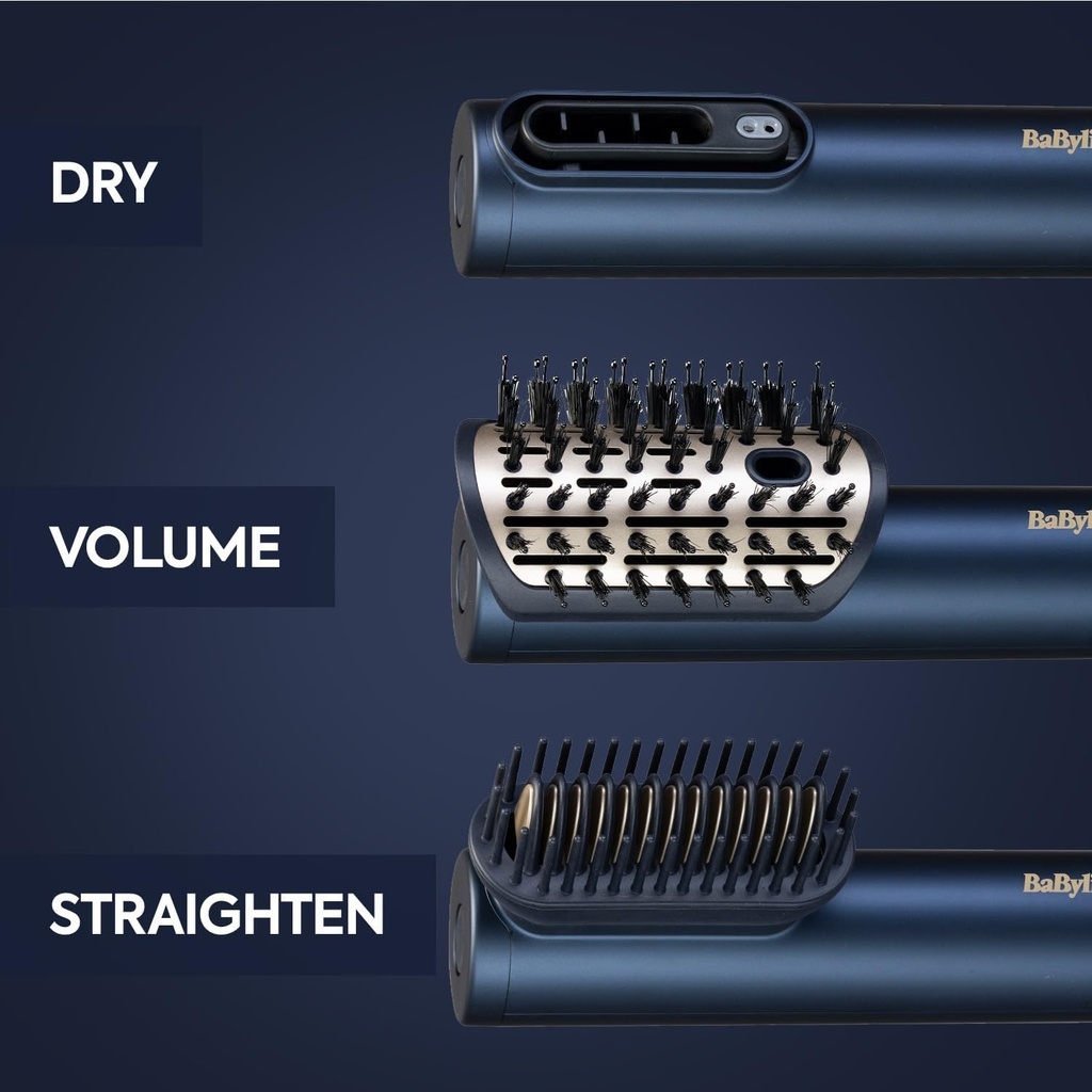 Babyliss Air Wand 3-In-1 Hair Dryer | Straightener & Hot Air Brush With Ion Technology & High-Speed Digital Motor | As6550Sde