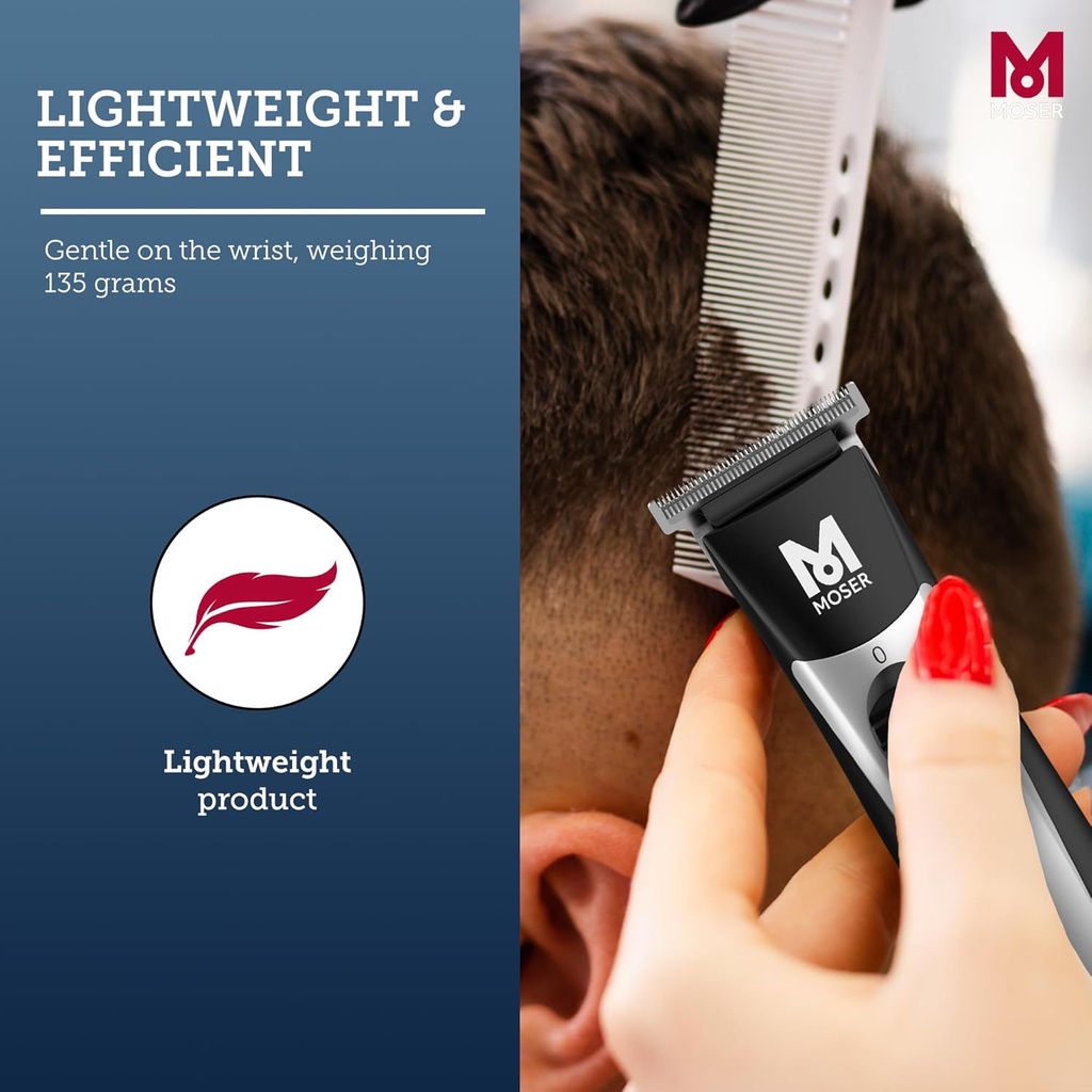 Moser Clipper,T-Cut
Professional Cordless Trimmer With T-Blade. Professional 40 High-Grade Steel T-Blade. 120 Minutes Quick Charge. Up To 60 Minutes Battery Operating Time. Led Charge Indicator.