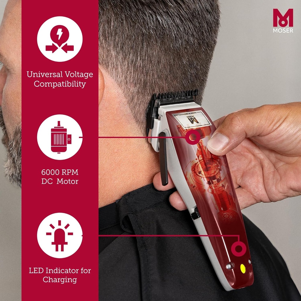 Moser 1400 Cordless Professional Cord/Cordless Clipper- For Hair & Beard (1430)