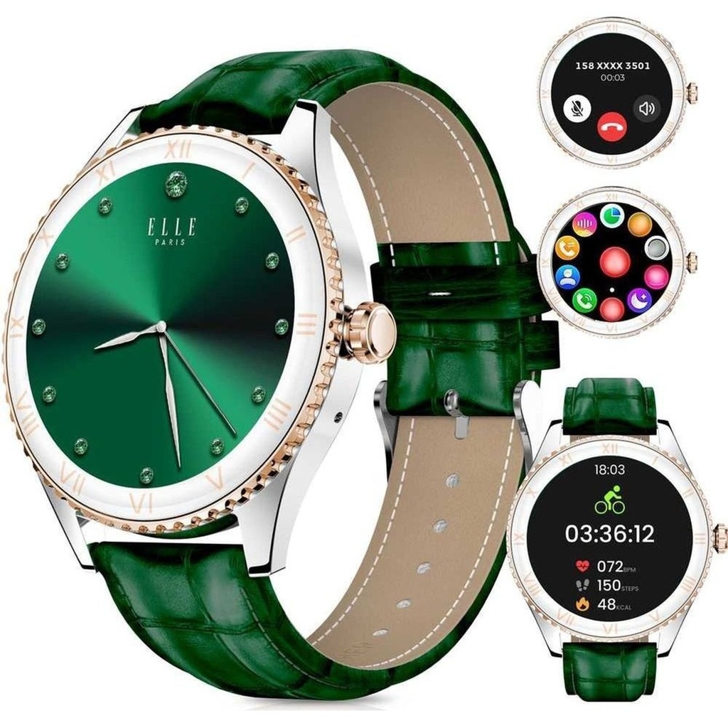 Elle Soleil Smart Watch Green Leather Plus 2 Straps Green