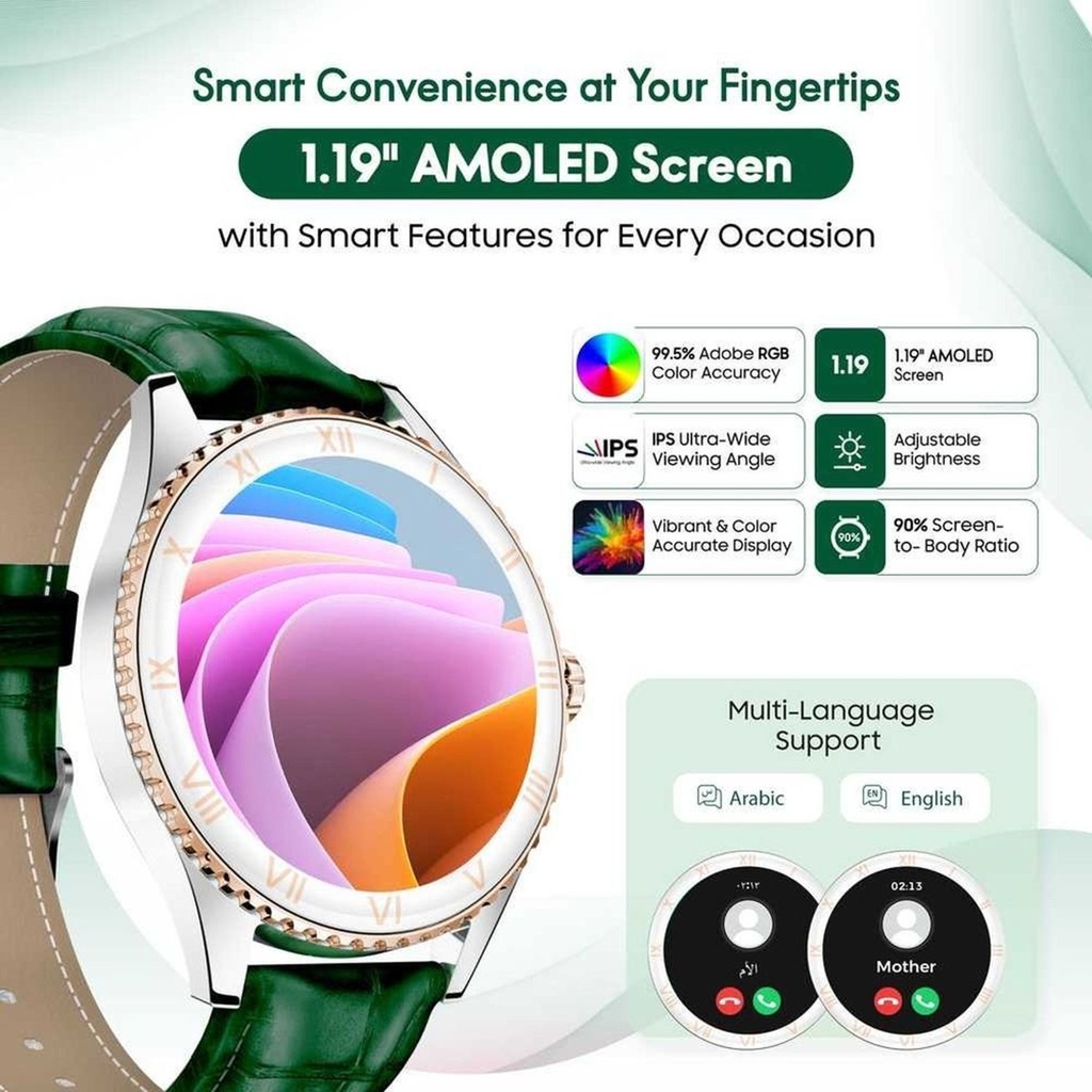 Elle Soleil Smart Watch Green Leather Plus 2 Straps Green