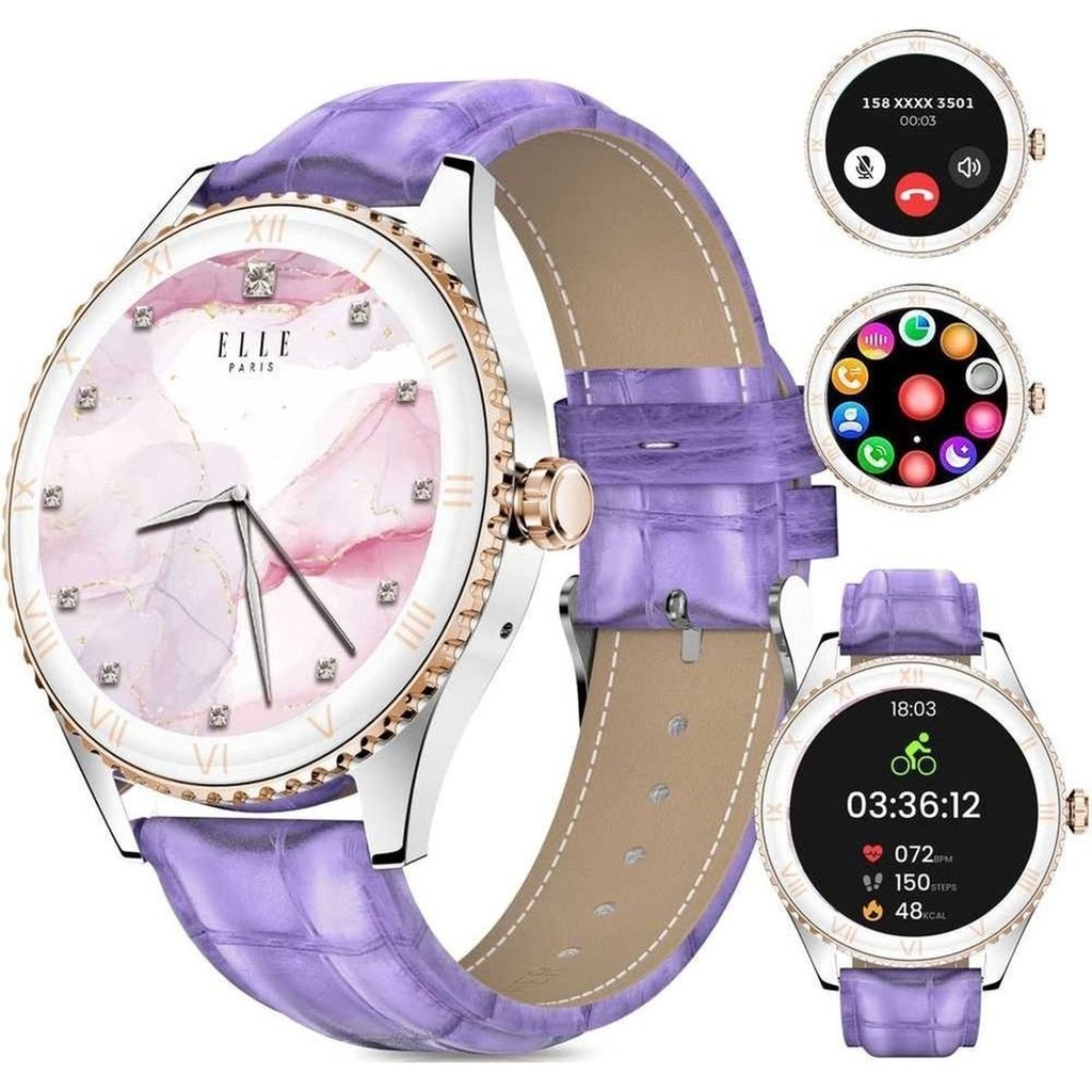 Elle Soleil Smart Watch Purple Leather Plus 2 Straps Purple 