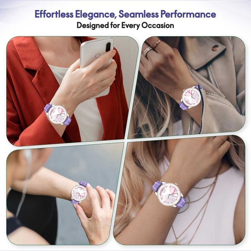 Elle Soleil Smart Watch Purple Leather Plus 2 Straps Purple 