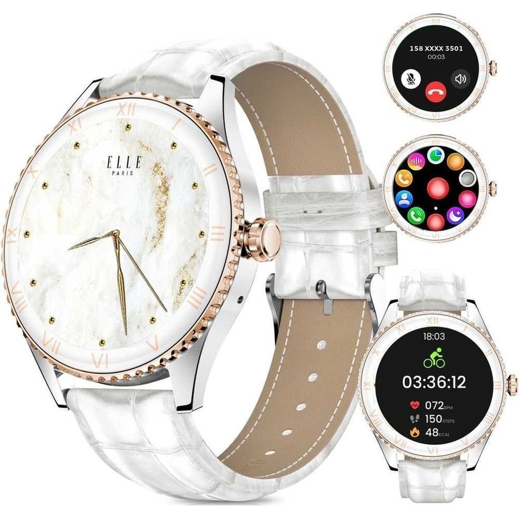 Elle Soleil Smart Watch White Leather Plus 2 Straps Pink Sil