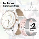 Elle Soleil Smart Watch White Leather Plus 2 Straps Pink Sil