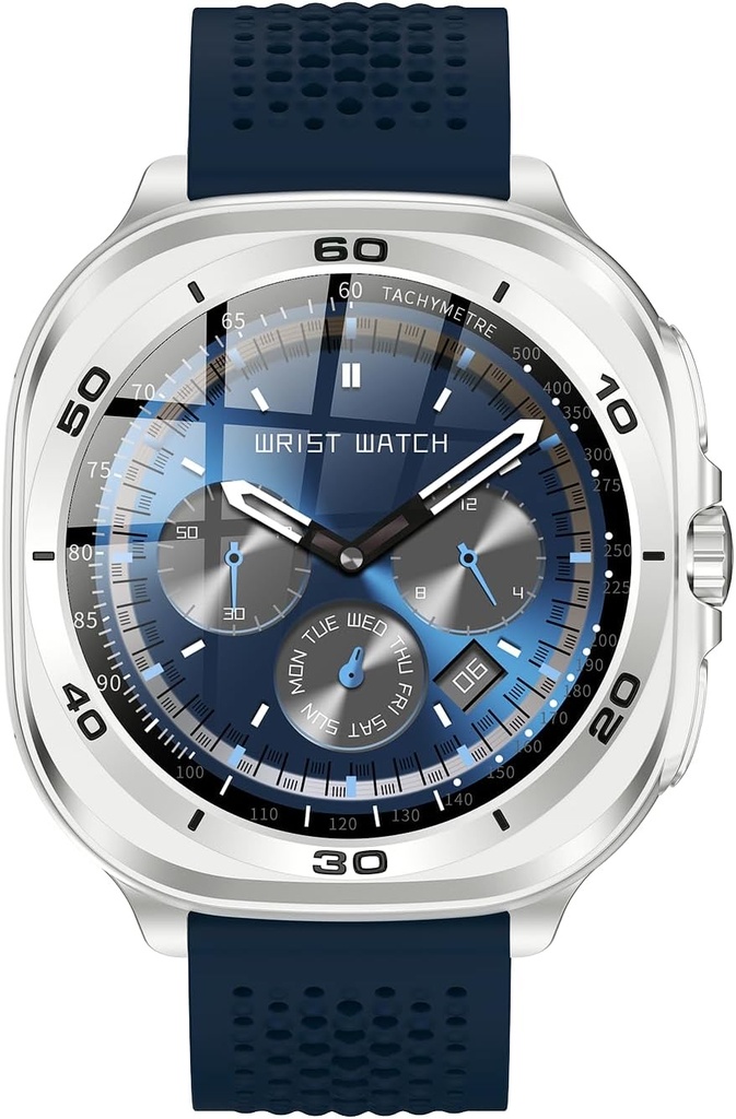 Swiss Military Dom7 Smart Watch With Silverframe Blue Silicon