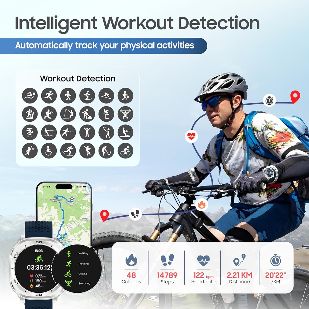 Swiss Military Dom7 Smart Watch With Silverframe Blue Silicon